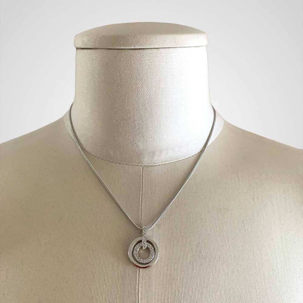 Swarovski Crystal Double Circle Pendant Necklace